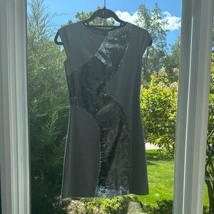 Crimes & Misdemeanors Grey Knit & Metallic Dress